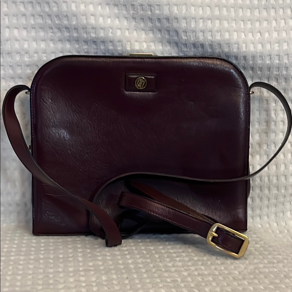 Goldpfeil Burgundy Leather Shoulder Bag  (REHAB) - Picture 13 of 13